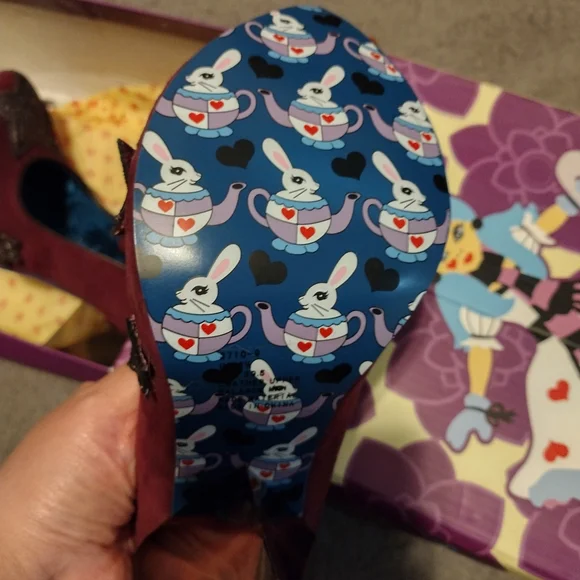 Irregular Choice Burgundy Heels with Silver Stars - Picture 5 of 11